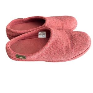 LL Bean Womens Bright Mountain Red Sweater Fleece Cozy Comfort Slipper Size 8M